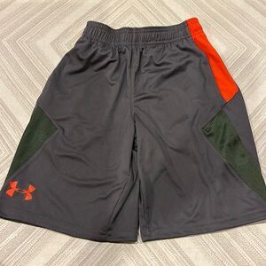 Under Armour Boys Grey, Green & Orange Athletic Shorts